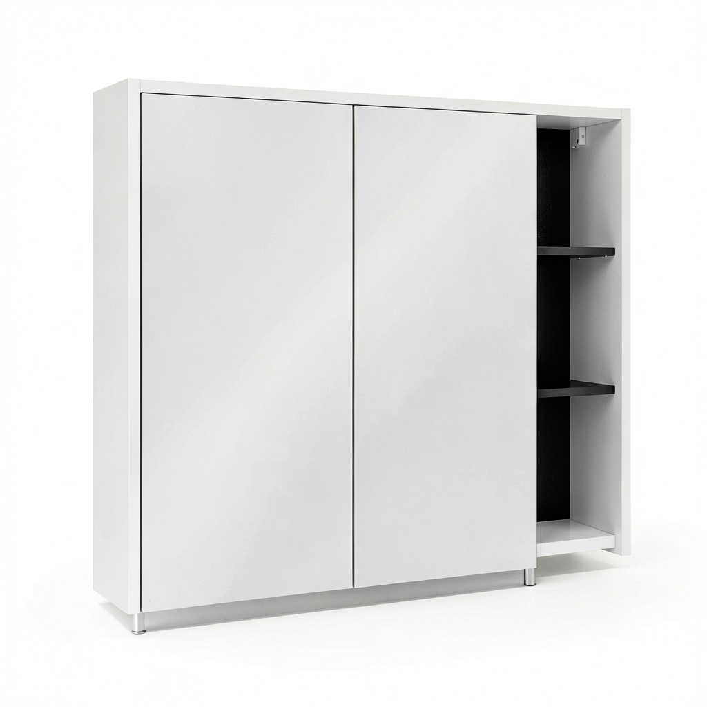 Armoire, avec rangement, avec ¨¦tag¨¨res, 80 x 75 cm, coloris blanc et gris, pour la chambre