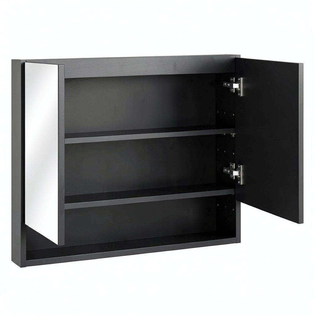 Armoire, en panneaux de bois, coloris noir, 80 x 15 x 60 cm, pour la chambre