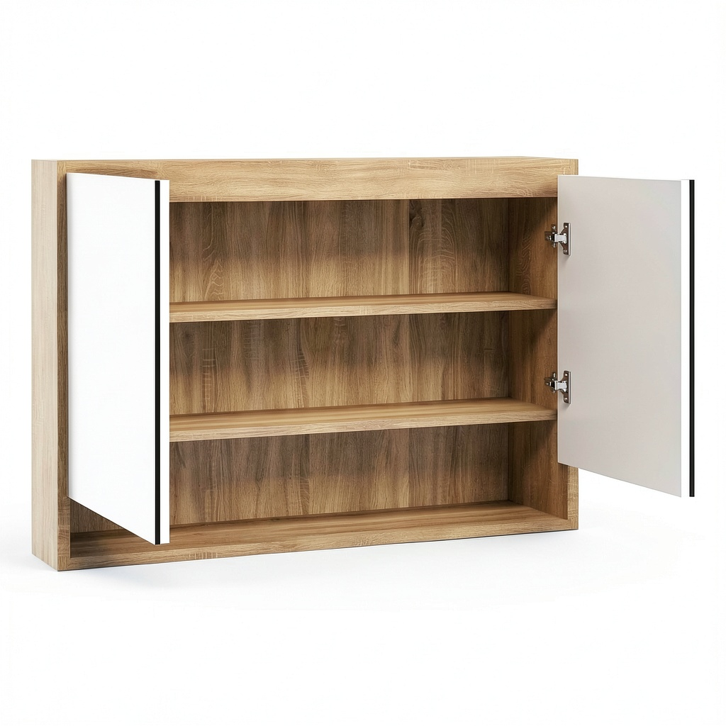 Armoire, avec rangement, en ch¨ºne et panneaux de bois, 80 x 15 x 60 cm, coloris blanc, pour la chambre