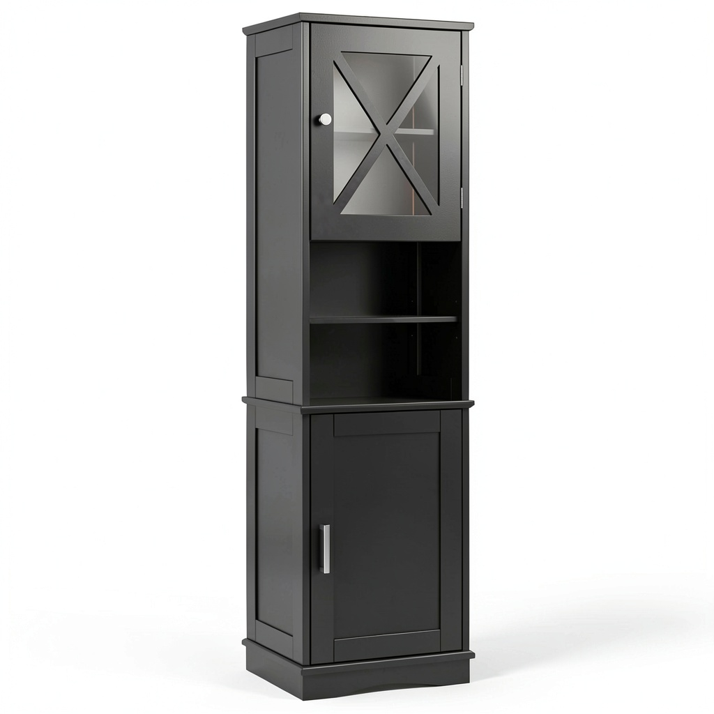 Armoire, r¨¦glable, avec rangement, avec ¨¦tag¨¨res, coloris noir, 30 x 40 x 170,5 cm, pour la chambre