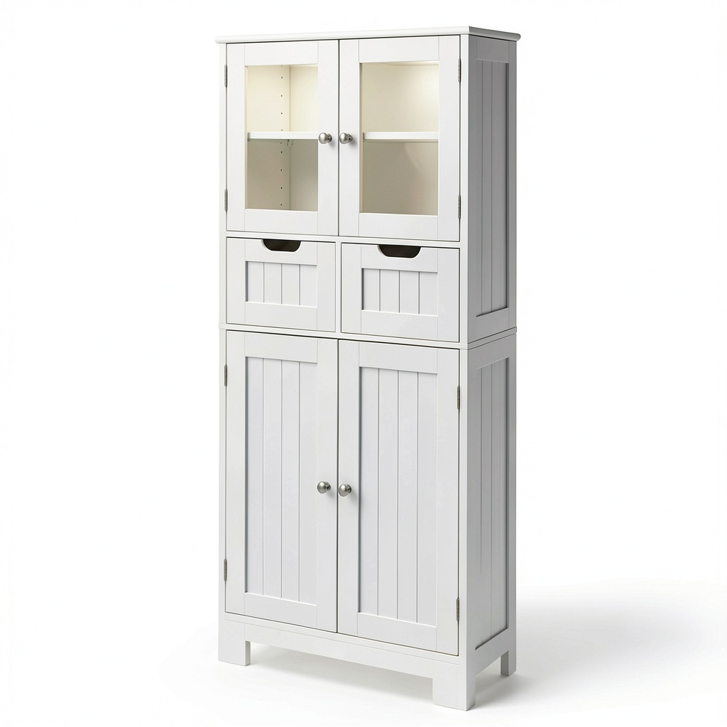 Armoire, r¨¦glable, avec tiroirs, avec ¨¦tag¨¨res, 30 x 60 x 128 cm, coloris blanc, pour la chambre