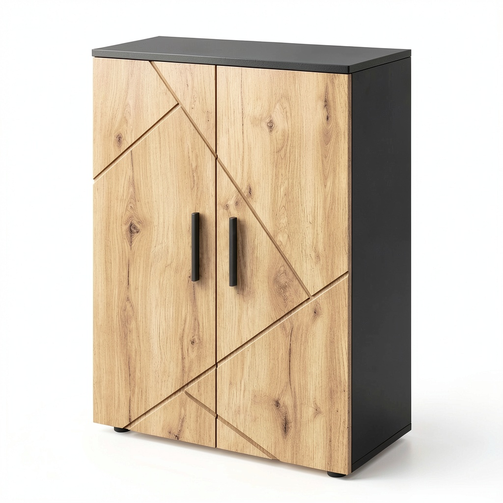 Ensemble de meubles de salle de bain, avec rangement, en ch¨ºne, 60 x 81 cm, coloris anthracite et dor¨¦, pour la salle de bain