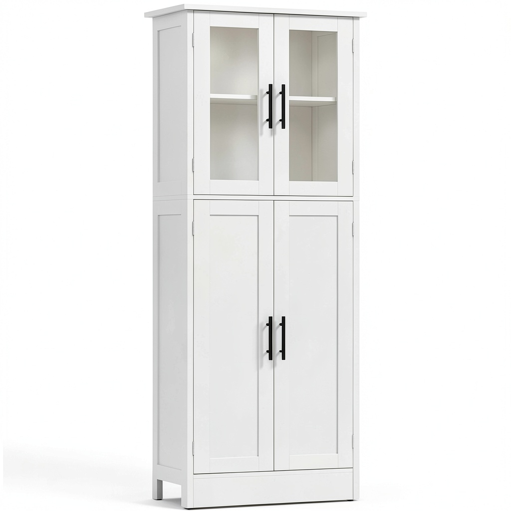 Ensemble de meubles de salle de bain, r¨¦glable, avec rangement, avec ¨¦tag¨¨res, coloris blanc, 60 x 30 x 170 cm, pour la salle de bain