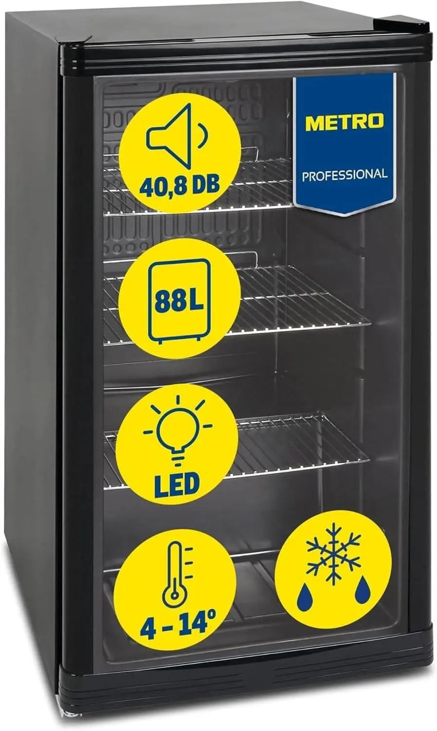 METRO Professional réfrigérateur GPC1088 – 88 L, 43 x 49 x 83 cm, noir