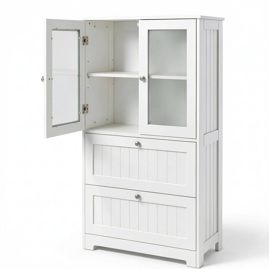 Armoire, r¨¦glable, avec rangement, avec tiroirs, 60 x 30 x 108 cm, coloris blanc, pour la chambre