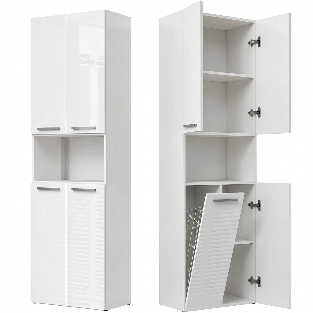 Armoire, r¨¦glable, avec rangement, avec portes, coloris blanc, 60 x 30 x 174 cm, pour la chambre
