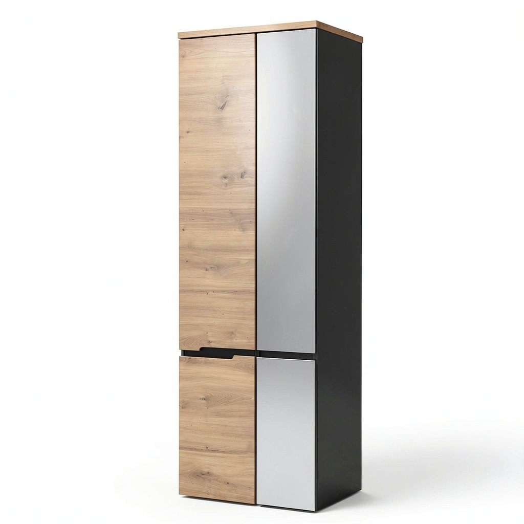 Armoire, avec portes, en ch¨ºne, coloris gris, pour la chambre