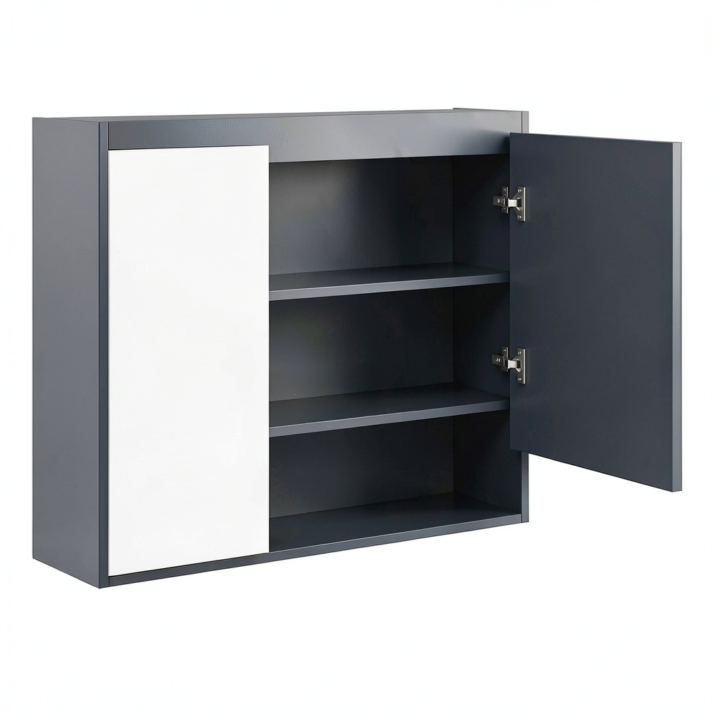 Armoire, en panneaux de bois, coloris gris, 80 x 15 x 60 cm, pour la chambre