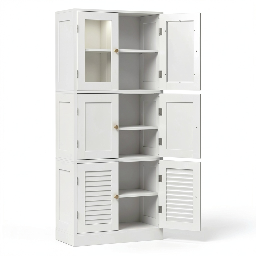 Ensemble de meubles de salle de bain, r¨¦glable, avec rangement, avec ¨¦tag¨¨res, coloris blanc, 60 x 30 x 170 cm, pour la salle de bain