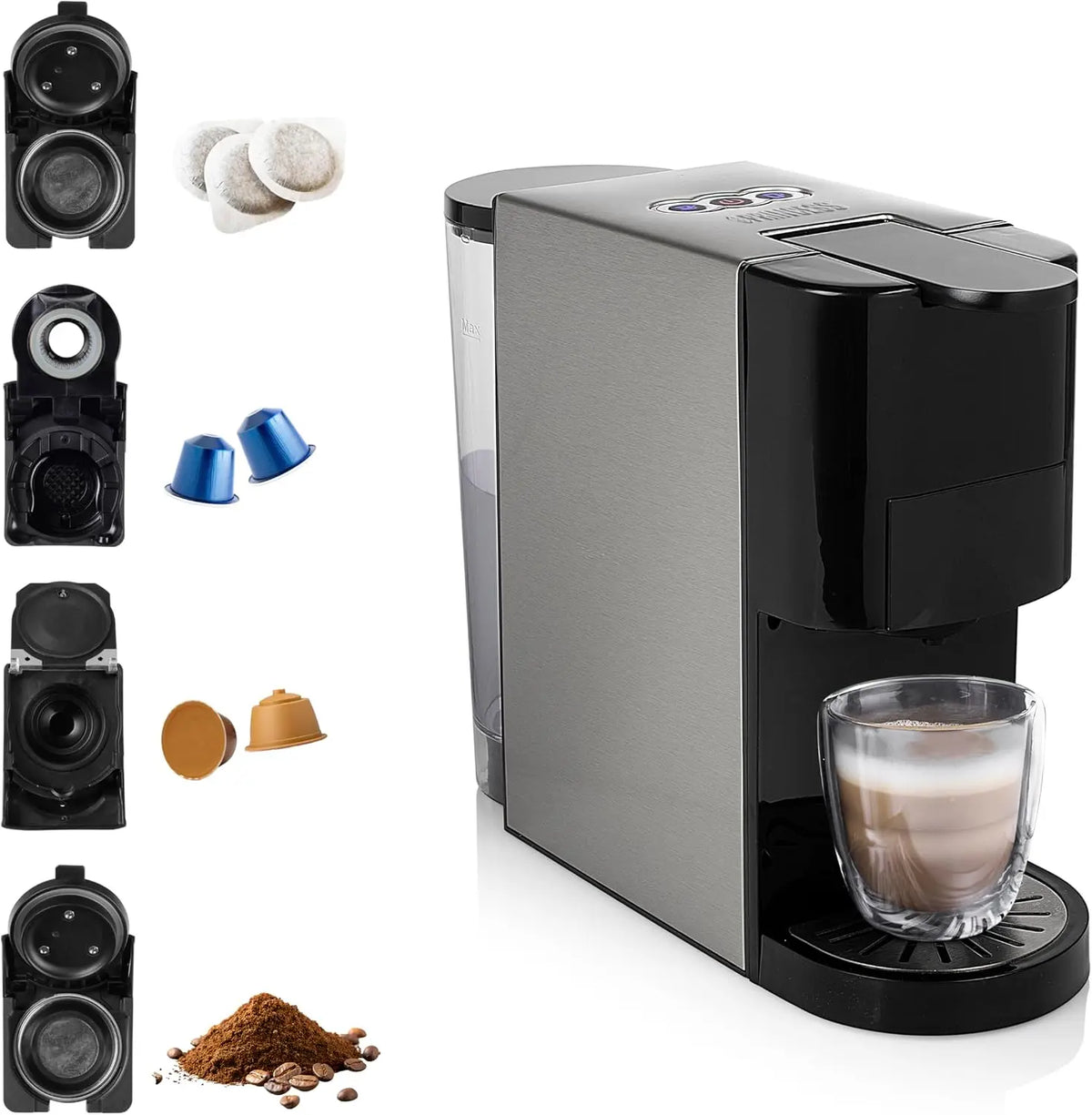 Princess machine à café – 1450 W, 800 ml, noir, argenté
