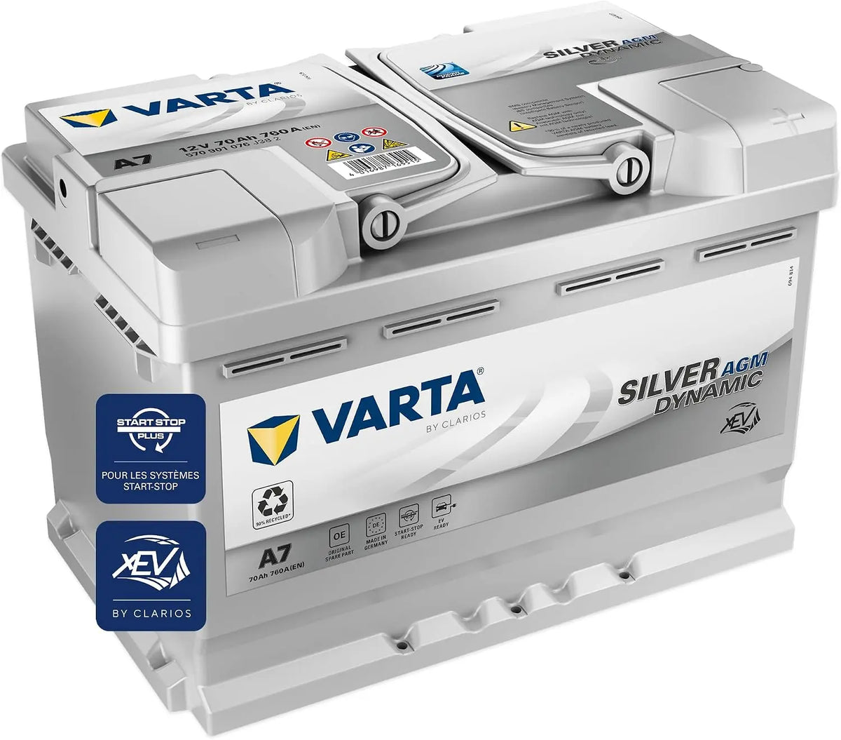 Batterie 760A – 12V, 70Ah, argenté