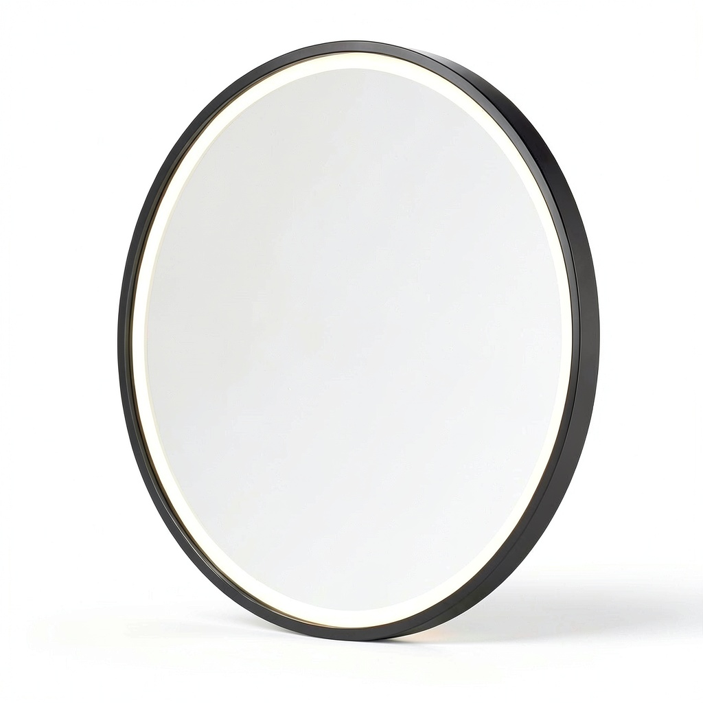 Miroir, en m¨¦tal et verre tremp¨¦, coloris noir, pour l¡¯entr¨¦e ou la chambre