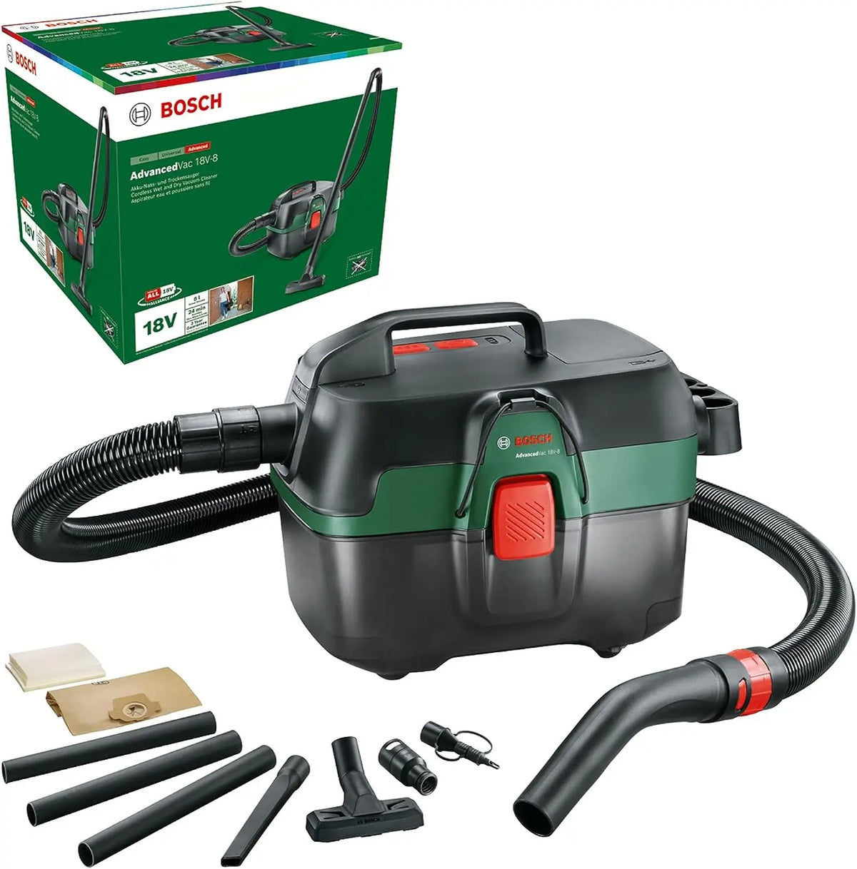 Bosch aspirateur 18V-8 – sans fil, 18V, sans batterie