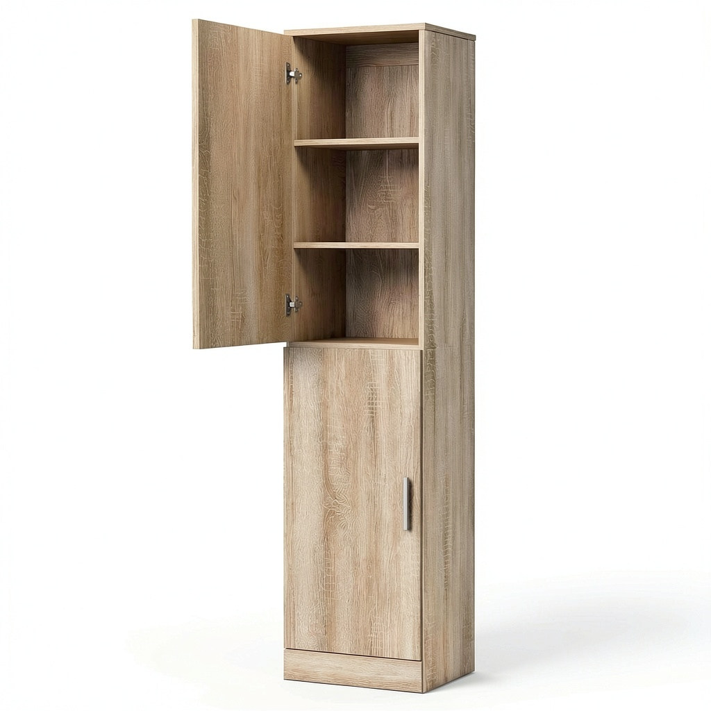 Ensemble de meubles de salle de bain, r¨¦glable, avec rangement, avec ¨¦tag¨¨res, coloris naturel, 40 x 35 x 180 cm, pour la salle de bain