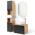 Armoire, en ch¨ºne, coloris anthracite et dor¨¦, pour la chambre