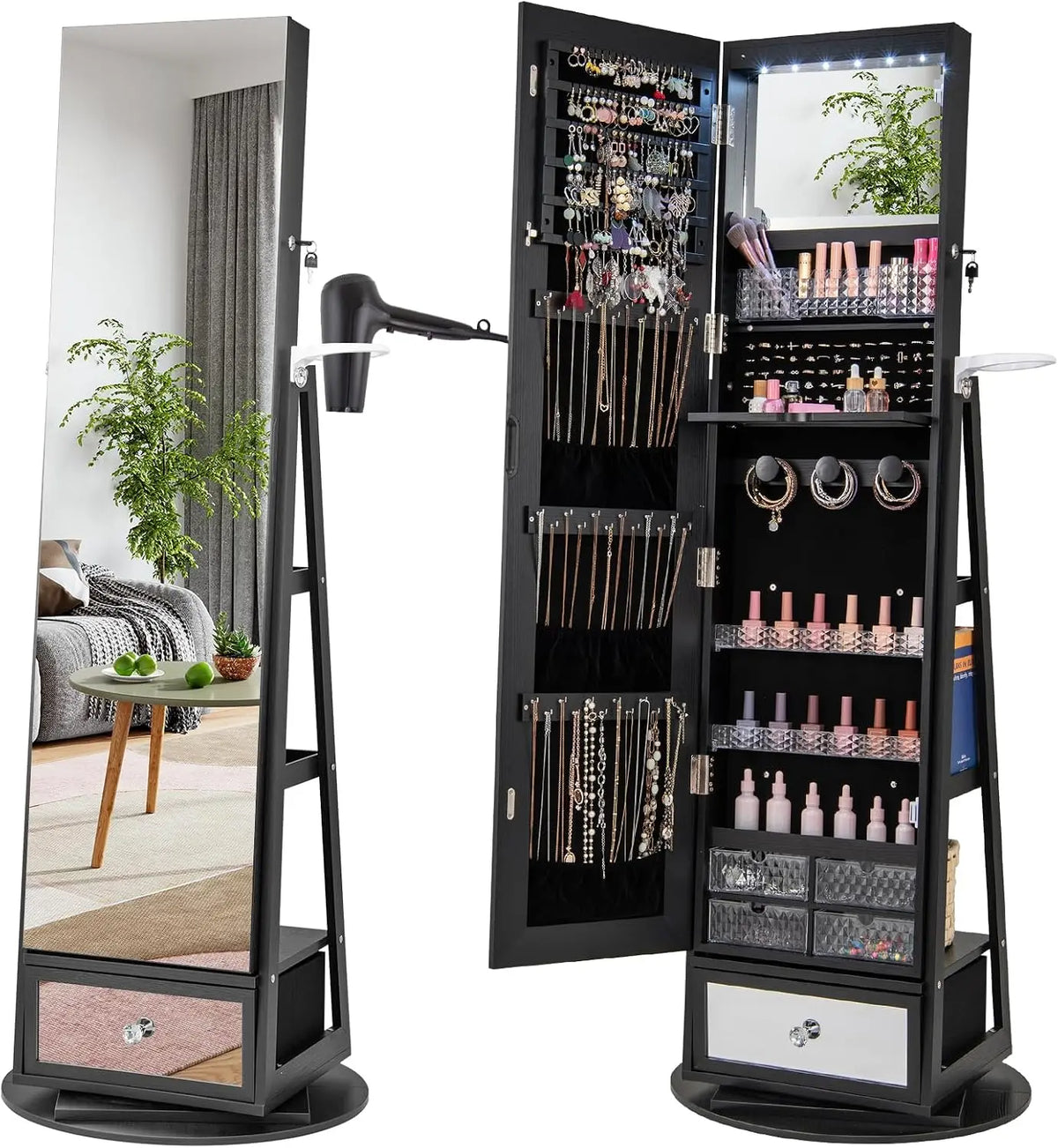 COSTWAY meuble de rangement – noir